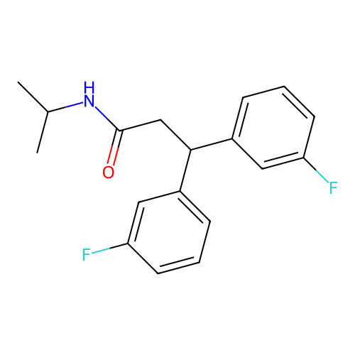 3,3-Bis(3-fluorophenyl)-N-(propan-2-yl)propanamide structure