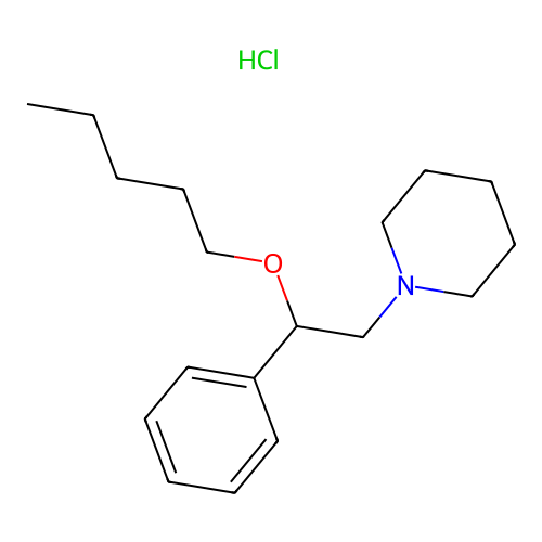 Piperidine, 1-(beta-(pentyloxy)phenethyl)-, hydrochloride structure