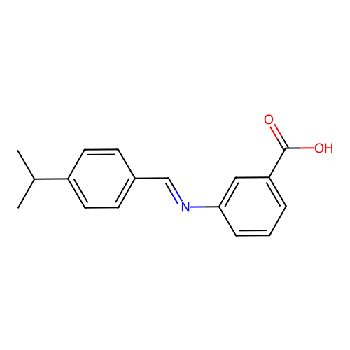 3-({(E)-[4-(propan-2-yl)phenyl]methylidene}amino)benzoic acid structure
