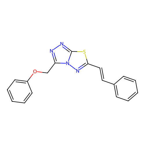 3-(Phenoxymethyl)-6-(2-phenylethenyl)-[1,2,4]triazolo[3,4-b][1,3,4]thiadiazole structure