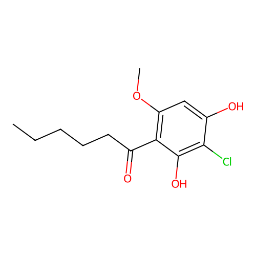 1-Hexanone, 1-(3-chloro-2,4-dihydroxy-6-methoxyphenyl)- structure