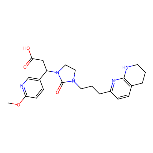 (S)-3-(6-methoxypyridin-3-yl)-3-(2-oxo-3-(3-(5,6,7,8-tetrahydro-1,8-naphthyridin-2-yl)propyl)imidazolidin-1-yl)propanoic acid structure