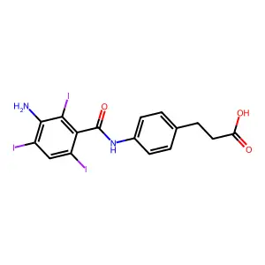 Hydrocinnamic acid, p-(3-amino-2,4,6-triiodobenzamido)- structure