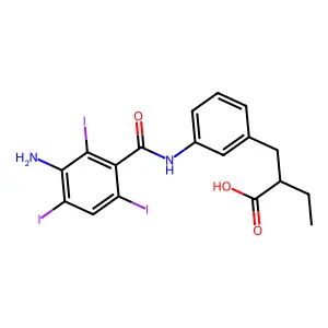 Hydrocinnamic acid, m-(3-amino-2,4,6-triiodobenzamido)-alpha-ethyl- structure