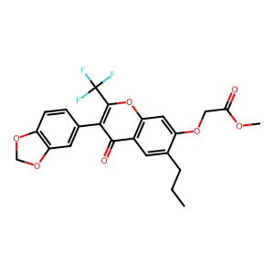 methyl {[3-(1,3-benzodioxol-5-yl)-4-oxo-6-propyl-2-(trifluoromethyl)-4H-chromen-7-yl]oxy}acetate structure