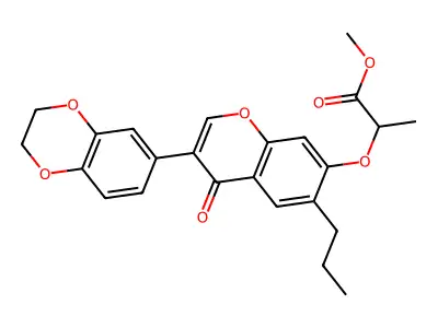 methyl 2-((3-(2,3-dihydrobenzo[b][1,4]dioxin-6-yl)-4-oxo-6-propyl-4H-chromen-7-yl)oxy)propanoate structure