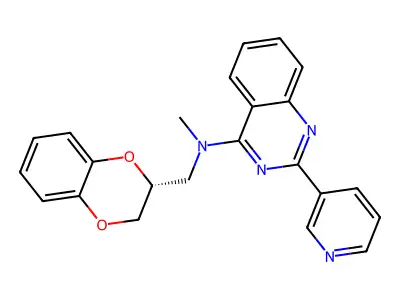 N-[[(3R)-2,3-dihydro-1,4-benzodioxin-3-yl]methyl]-N-methyl-2-pyridin-3-ylquinazolin-4-amine structure