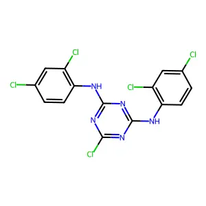 6-chloro-N,N'-bis(2,4-dichlorophenyl)-1,3,5-triazine-2,4-diamine structure