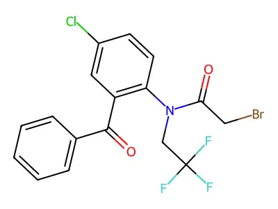 N-(2-benzoyl-4-chlorophenyl)-2-bromo-N-(2,2,2-trifluoroethyl)acetamide structure