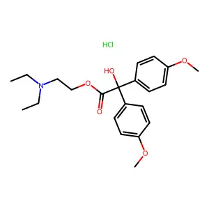 Benzilic acid, 4,4'-dimethoxy-, 2-(diethylamino)ethyl ester, hydrochloride structure