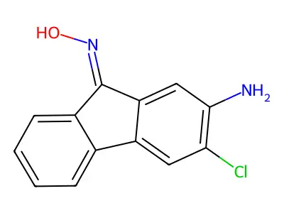 N-(2-amino-3-chlorofluoren-9-ylidene)hydroxylamine structure
