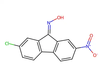 (NE)-N-(2-chloro-7-nitrofluoren-9-ylidene)hydroxylamine structure