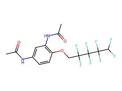N-{3-(acetylamino)-4-[(2,2,3,3,4,4,5,5-octafluoropentyl)oxy]phenyl}acetamide structure