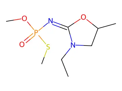 3-ethyl-N-[methoxy(methylsulfanyl)phosphoryl]-5-methyl-1,3-oxazolidin-2-imine structure