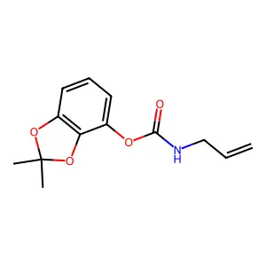 Carbamic acid, 2-propenyl-, 2,2-dimethyl-1,3-benzodioxol-4-yl ester structure