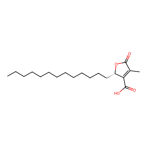 4-methyl-5-oxo-2-tridecyl-2H-furan-3-carboxylic acid structure