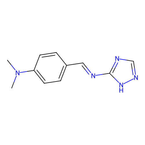 N,N-dimethyl-4-[(E)-1H-1,2,4-triazol-5-yliminomethyl]aniline structure