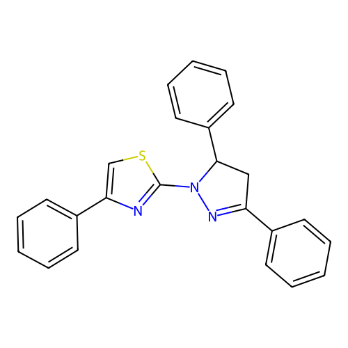 2-(3,5-diphenyl-4,5-dihydro-1H-pyrazol-1-yl)-4-phenyl-1,3-thiazole structure