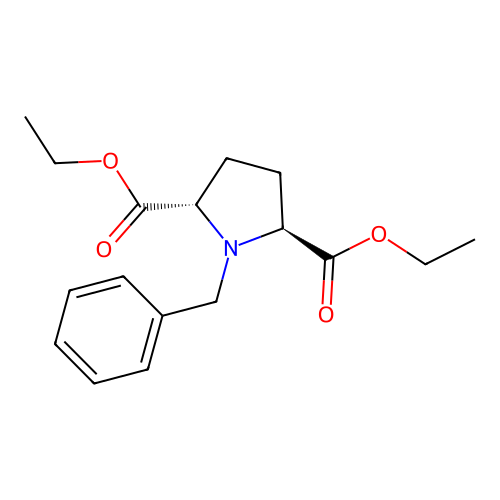 diethyl (2S,5S)-1-benzylpyrrolidine-2,5-dicarboxylate structure