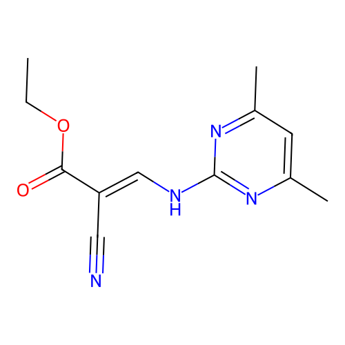ethyl (E)-2-cyano-3-[(4,6-dimethylpyrimidin-2-yl)amino]prop-2-enoate structure