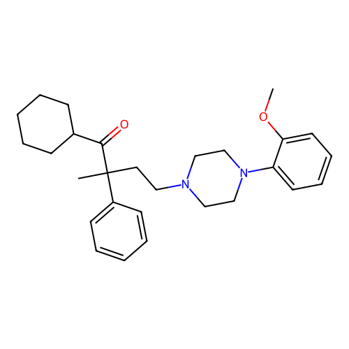 1-Cyclohexyl-4-(4-(2-methoxyphenyl)piperazin-1-yl)-2-methyl-2-phenylbutan-1-one structure