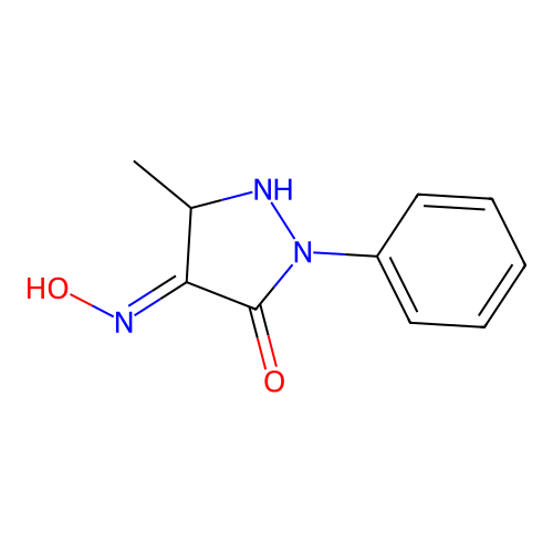 3-Methyl-1-phenyl-4,5-pyrazolidinedione 4-oxime structure
