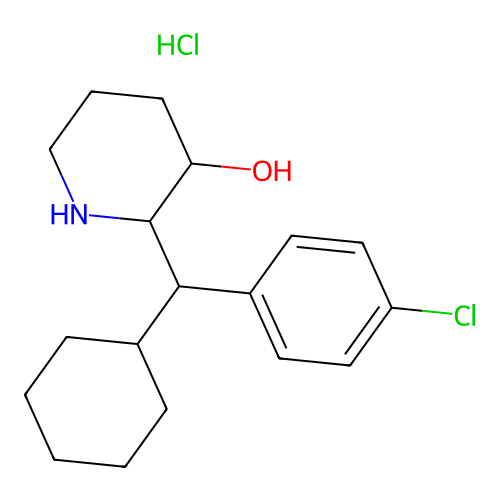 3-Piperidinol, 2-(p-chloro-alpha-cyclohexylbenzyl)-, hydrochloride structure