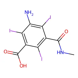 3-Amino-2,4,6-triiodo-5-[(methylamino)carbonyl]benzoic acid structure