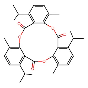 p-Cymene-3-carboxylic acid, 2-hydroxy-, trimol. cyclic ester structure