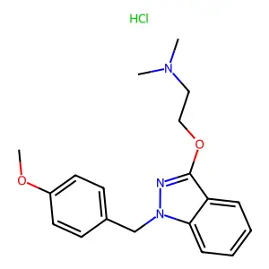 1H-Indazole, 3-(2-(dimethylamino)ethoxy)-1-(p-methoxybenzyl)-, monohydrochloride structure