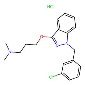 1H-Indazole, 1-(m-chlorobenzyl)-3-(3-(dimethylamino)propoxy)-, monohydrochloride structure