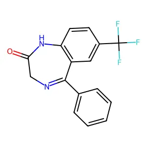 1,3-Dihydro-5-phenyl-7-(trifluoromethyl)-2H-1,4-benzodiazepin-2-one structure
