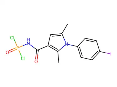 (1-(4-Iodophenyl)-2,5-dimethyl-1H-pyrrole-3-carbonyl)phosphoramidic dichloride structure