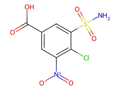 4-Chloro-3-nitro-5-sulphamoylbenzoic acid structure