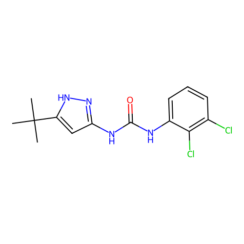 1-(3-t-butyl-1H-pyrazol-5-yl)-3-(2,3-dichlorophenyl)urea structure
