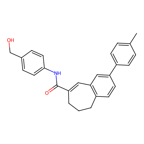 N-(4-hydroxymethylphenyl)-2-(4-methylphenyl)-6,7-dihydro-5H-benzocycloheptene-8-carboxamide structure