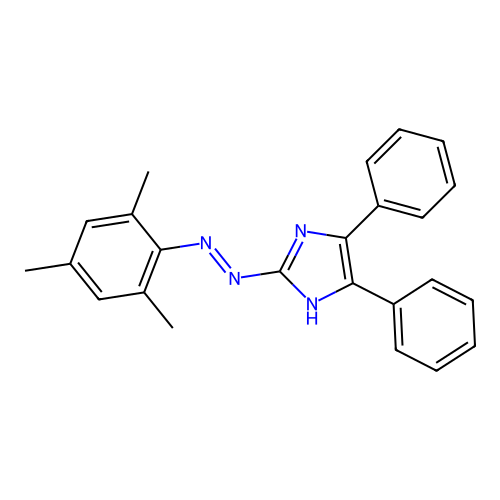 4,5-diphenyl-2-[(E)-(2,4,6-trimethylphenyl)diazenyl]-1H-imidazole structure
