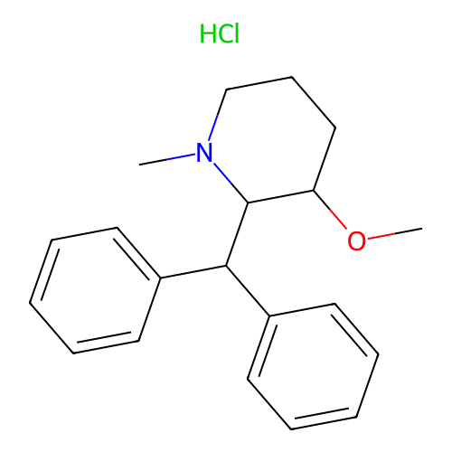2-(Diphenylmethyl)-3-methoxy-1-methylpiperidine--hydrogen chloride (1/1) structure
