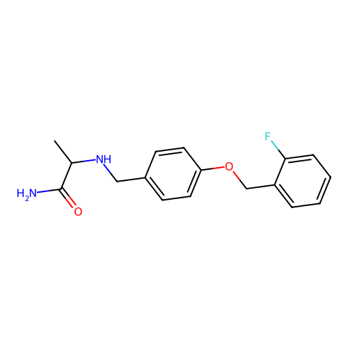 (S)-2-(4-(2-fluorobenzyloxy)benzylamino)propanamide structure