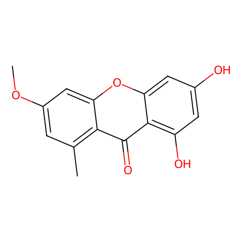 1,3-Dihydroxy-6-methoxy-8-methyl-9-xanthenone structure