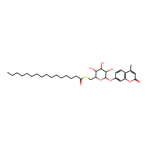 4-METHYLUMBELLIFERYL 6-THIO-PALMITATE-B-D-GLUCOPYRANOSIDE structure
