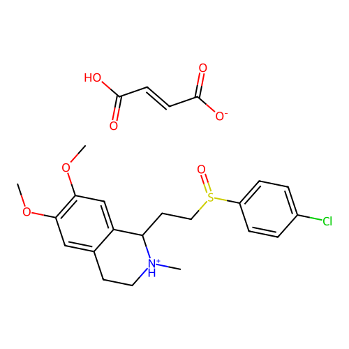 Isoquinoline, 1-(2-((p-chlorophenyl)sulfinyl)ethyl)-1,2,3,4-tetrahydro-6,7-dimethoxy-2-methyl-, fumarate (1:1) structure