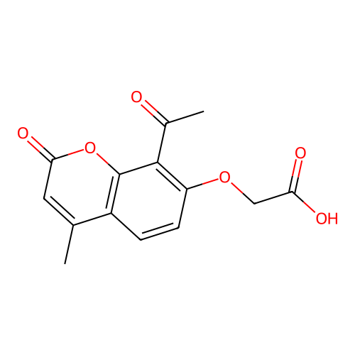 [(8-acetyl-4-methyl-2-oxo-2H-chromen-7-yl)oxy]acetic acid structure