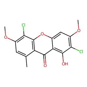 2,5-Dichloro-1-hydroxy-3,6-dimethoxy-8-methyl-9H-xanthen-9-one structure