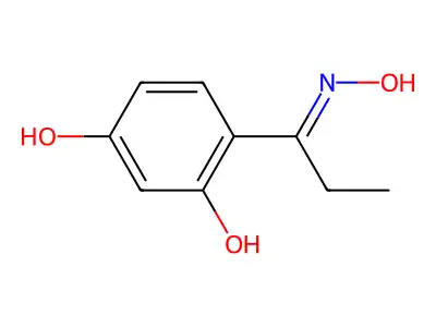 1-Propanone, 1-(2,4-dihydroxyphenyl)-, oxime structure