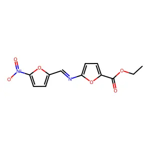 Ethyl 5-[(5-nitrofuran-2-yl)methylideneamino]furan-2-carboxylate structure