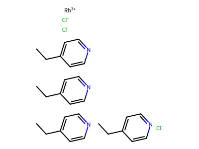 trans-Rhodium dichlorotetrakis(4-ethylpyridine)chloride structure