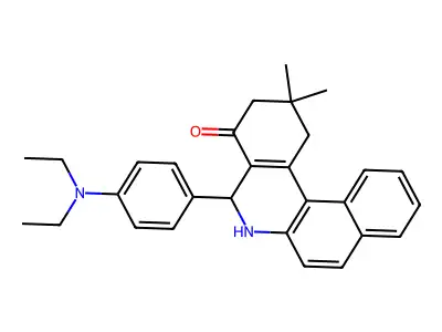 5-[4-(diethylamino)phenyl]-2,2-dimethyl-1,3,5,6-tetrahydrobenzo[a]phenanthridin-4-one structure