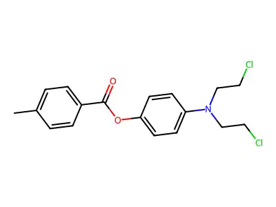 Phenol, p-(bis(2-chloroethyl)amino)-, p-methylbenzoate structure