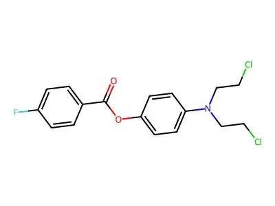Phenol, p-(bis(2-chloroethyl)amino)-, p-fluorobenzoate structure